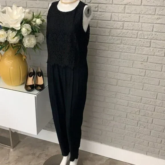 Ann Taylor LOFT Women Black Lace Bodice Jumpsuit Size 6 NWT - Picture 4 of 13